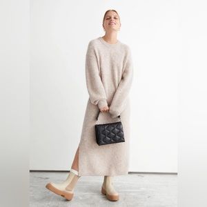 & OTHER STORIES Oversized Knitted Wool Alpaca Ribbed Midi Dress